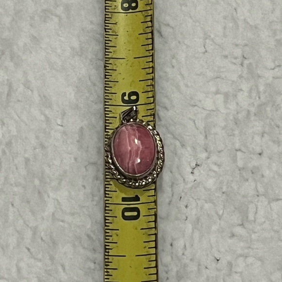 Pink Agate pendant. .25 set in sterling silver - Picture 4 of 6